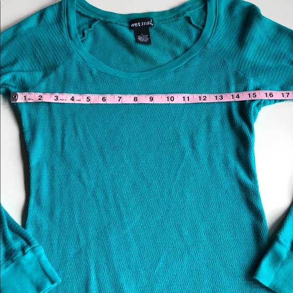 Wet Seal | Y2K Teal Turquoise Thermal | L - Picture 9 of 12